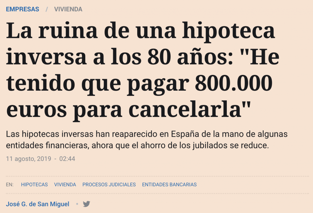 INVERSA: El caso de un socio de ASUFIN en El Español - 11.08.19 1 HIPOTECA INVERSA. EL ESPAÑOL. ASUFIN. 11.08.2019.