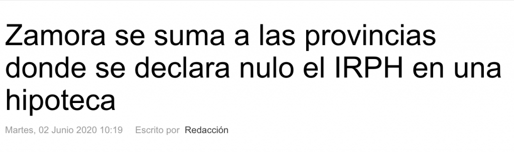 Zamora se suma a las provincias donde se declara nulo el IRPH en una hipoteca