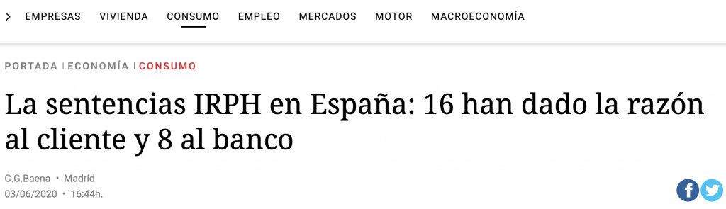 La sentencias IRPH en España: 16 han dado la razón al cliente y 8 al banco