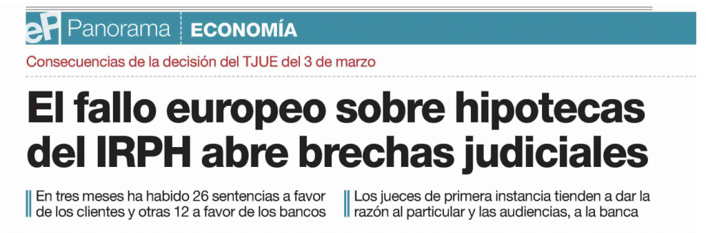IRPH | El Periódico: La sentencia europea abre una brecha en el sistema judicial 1 IRPH | El Periódico: La sentencia europea abre una brecha en el sistema judicial