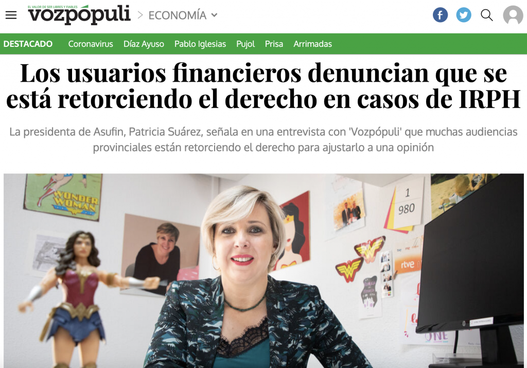 Voz Pópuli: Patricia Suárez denuncia que se está retorciendo el derecho en casos de IRPH