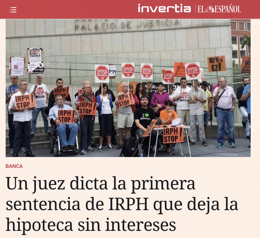 El Español: Un juez dicta la primera sentencia de IRPH que deja la hipoteca sin intereses